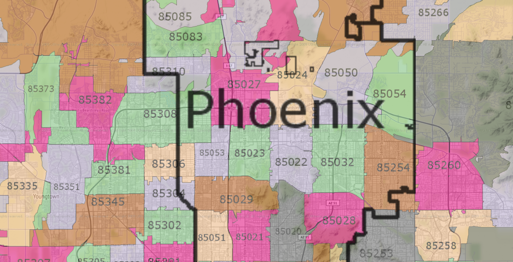 phoenix zip code map 2018